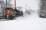 CSX I010 rolls south in the snow at Madison Avenue